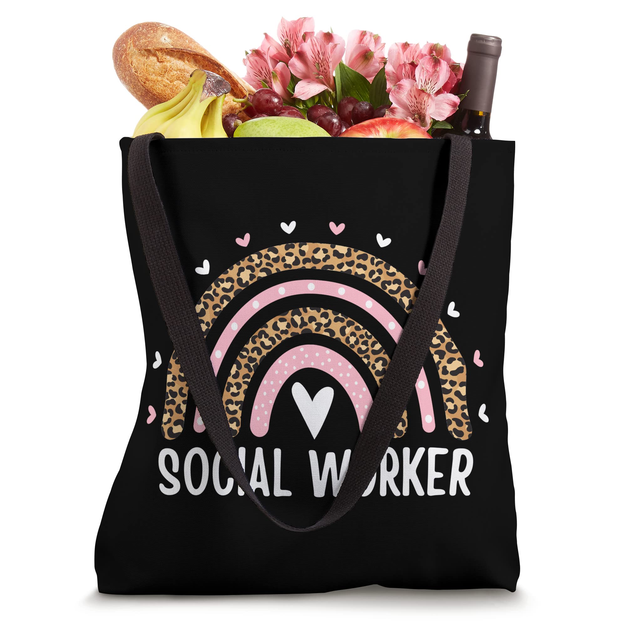 Cute Social Worker Leopard Rainbow Women Social Work Funny Tote Bag