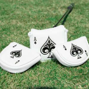 Montela Golf Putter Cover Poker Ace Mallet Putter Headcover Blade Putter Covers Golf Club Covers Leather Golf Putter Head Covers with Magnetic for Scotty Cameron Odyssey Ping Custom&Non-Custom