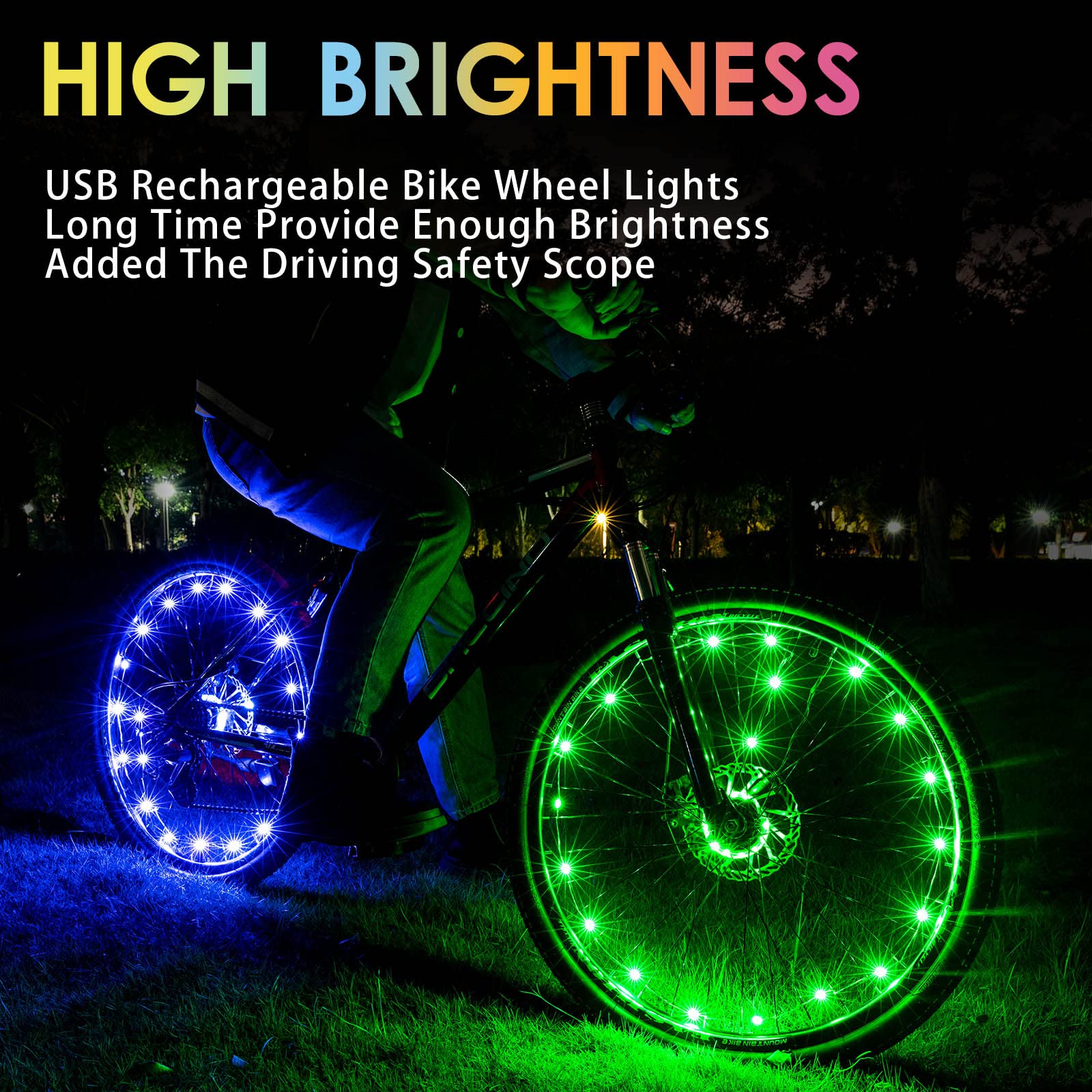 Sumree LED Bike Wheel Lights, 2022-latest 2-Tire Pack USB Rechargeable Bike Lights with Batteries Included, Best Bicycle Lights - Stocking Stuffer Birthday Gift for Kids, Girls, Boys, Adults