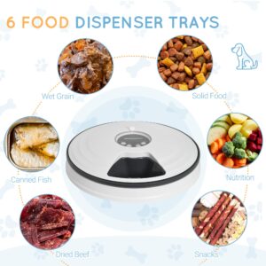 PawHut Automatic Pet Feeder for Cats Dogs with Digital LED Display Timer, 6 Meal Trays for Wet or Dry Food Dispenser