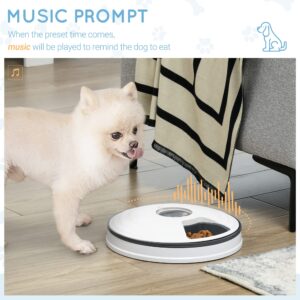 PawHut Automatic Pet Feeder for Cats Dogs with Digital LED Display Timer, 6 Meal Trays for Wet or Dry Food Dispenser