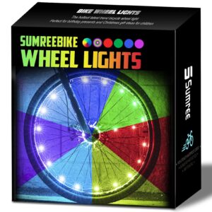 sumree led bike wheel lights, 2022-latest 2-tire pack usb rechargeable bike lights with batteries included, best bicycle lights - stocking stuffer birthday gift for kids, girls, boys, adults