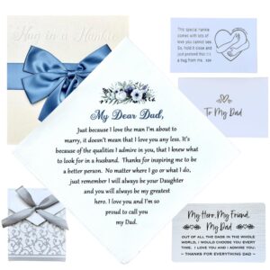 father of the bride gift | printed wedding handkerchief for dad bride's father from daughter | wedding keepsake hankie | wedding day gift for parents | wallet insert card included | 7 pc set