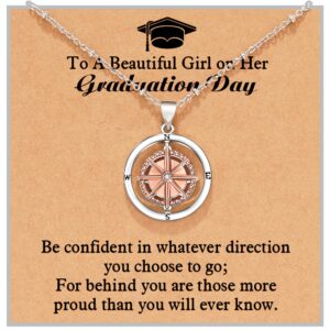 Shonyin Graduation Gifts for Her 2024, Compass Necklace College Masters Degree Cool high sch 8th 5th 6th Grade Senior middle sch Graduation Jewelry Gifts for Daughter Best Friend Niece