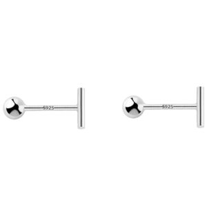 20g Tiny Bar Earrings for Women 925 Sterling Silver Hypoallergenic Minimalist Round Small Ball Stud Cartilage Tragus Barbell Screw Back Earring Simple Polished Jewelry Dainty Gifts (4mm)