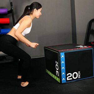 Signature Fitness 20 Inch x 24 Inch x 30 Inch 3 in 1 Foam Plyometric Box Jumping Exercise Trainer, 16-Pound, Reinforced Core