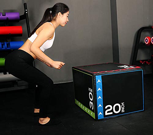 Signature Fitness 20 Inch x 24 Inch x 30 Inch 3 in 1 Foam Plyometric Box Jumping Exercise Trainer, 16-Pound, Reinforced Core