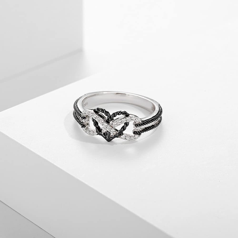 Infinite Love Heart Shaped Ring Set for Her and Him Silver Celtic Dragon Ring Matching Lover Couple Rings for Wedding Bands Anniversary Engagement Promise Rings Bridal Sets