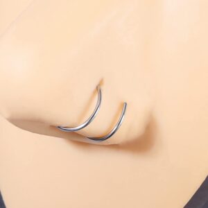 outerunner Double Nose Ring for Single Piercing 20g Nose Rings Hoops 6mm 8mm 10mm Surgical Steel Nose Hoop Silver/Gold/Rose Gold/Black/Rainbow