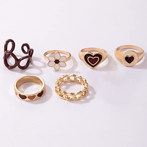 GIGB PBDK Y2K Colorful Cute Rings for Women,Stackable Rings Chunky Heart Flower Butterfly Rings Trendy Aesthetic Statement Rings for Women Teen Grils