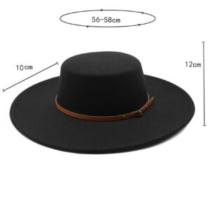 Women Men Felt Fedora Hats Formal Hat Large Fedoras Bulk Woman Man Flat Top Caps Female Big Wide Brim Cap Black