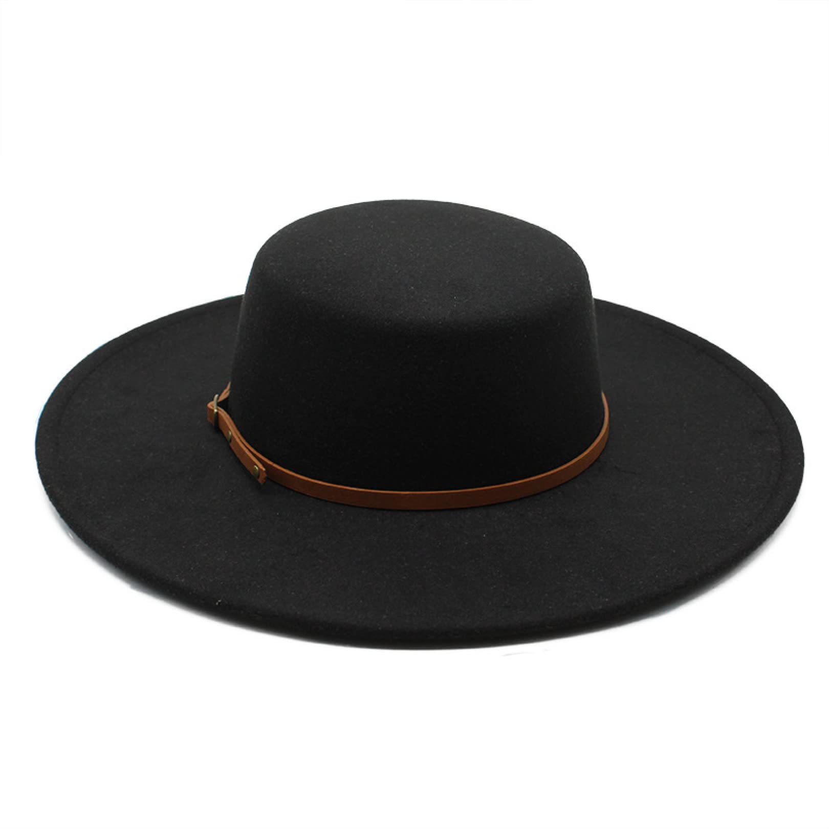 Women Men Felt Fedora Hats Formal Hat Large Fedoras Bulk Woman Man Flat Top Caps Female Big Wide Brim Cap Black