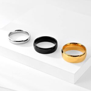 Wedding Bands for Men Women, Stainless Steel 8MM Polished Band Bands Rings for Boys/Girls Gold Size 8P 1/2