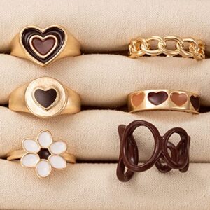 GIGB PBDK Y2K Colorful Cute Rings for Women,Stackable Rings Chunky Heart Flower Butterfly Rings Trendy Aesthetic Statement Rings for Women Teen Grils