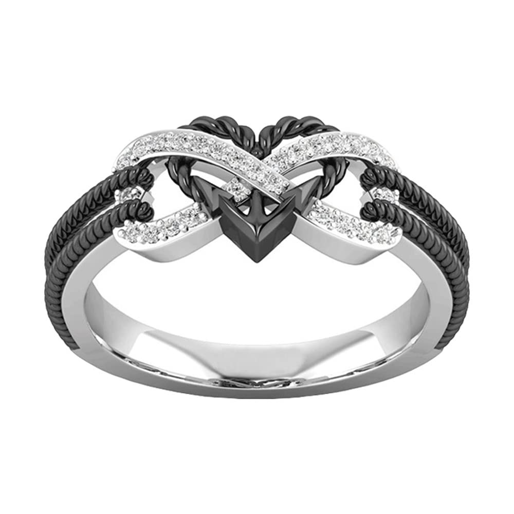 Infinite Love Heart Shaped Ring Set for Her and Him Silver Celtic Dragon Ring Matching Lover Couple Rings for Wedding Bands Anniversary Engagement Promise Rings Bridal Sets