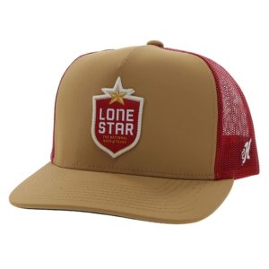 hooey lone star beer patch adjustable snapback hat (tan/red)