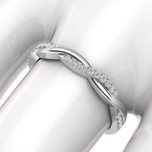 14k White Gold 2.5mm Petite Twisted Vine Genuine Moissanite Ring Wedding Band Matching Ring (6)