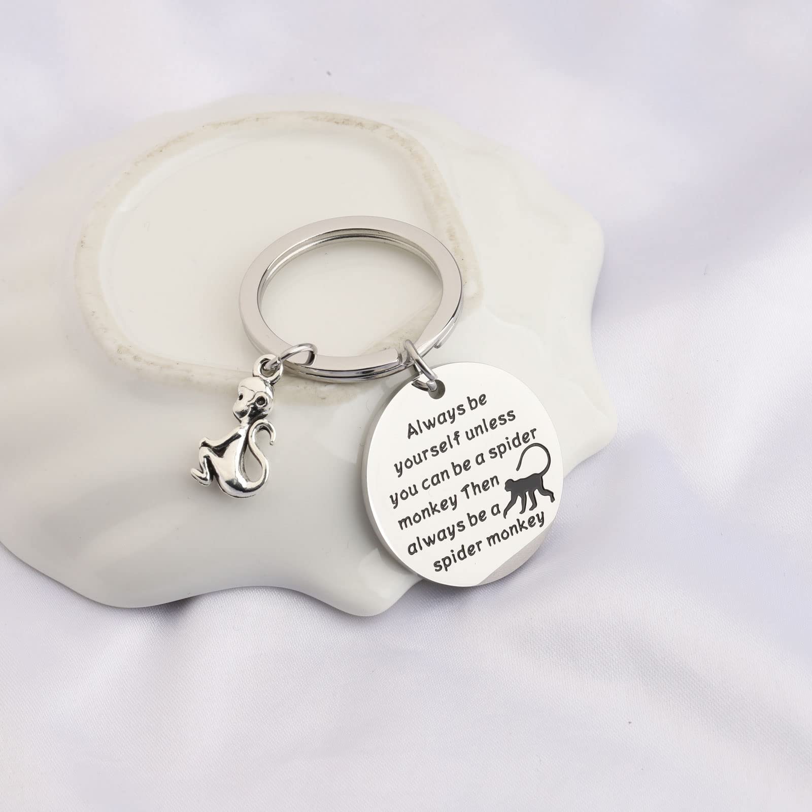 WSNANG Spider Monkey Keychain Love Spider Monkey Gifts Jewelry Monkey Key Ring Charm Animal Lovers Gifts (silver)