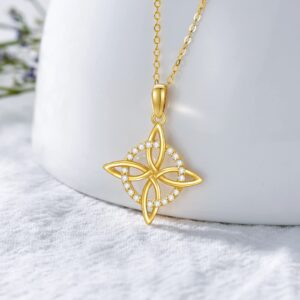 SISGEM Solid 14K Gold Celtic Cross Knot Necklace for Women,Yellow Gold Irish Celtic Knot Pendant Necklaces with Moissanite,Anniversary Birthday Jewelry Gifts for Mom Wife 16''-18''