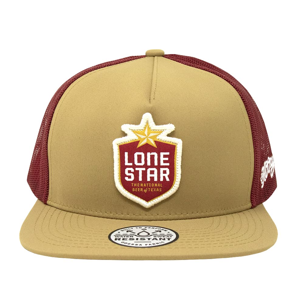 HOOEY Lone Star Beer Patch Adjustable Snapback Hat (Tan/Red)