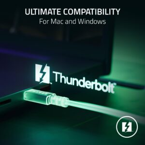 Razer Thunderbolt 4 Cable (2.0m / 6.56ft): Up to 40 Gigabits Per Second - Up to 8K Resolutions - Up to 100W Charging - Compatible with Windows PC/Mac/Thunderbolt 3 Devices - Black