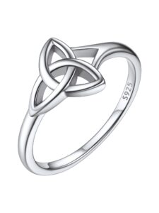 chicsilver 925 sterling silver ring for women triquetra celtic knot promise ring simple classic irish eternity wedding band size 7