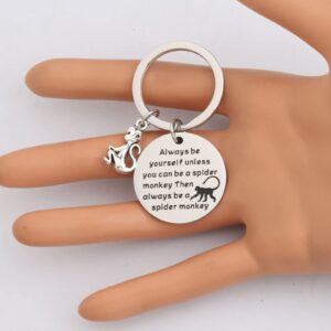 WSNANG Spider Monkey Keychain Love Spider Monkey Gifts Jewelry Monkey Key Ring Charm Animal Lovers Gifts (silver)