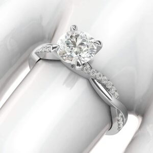 14k White Gold 4-Prong Petite Twisted Vine 1.0 CT Genuine Moissanite Engagement Ring Promise Bridal Ring (7)