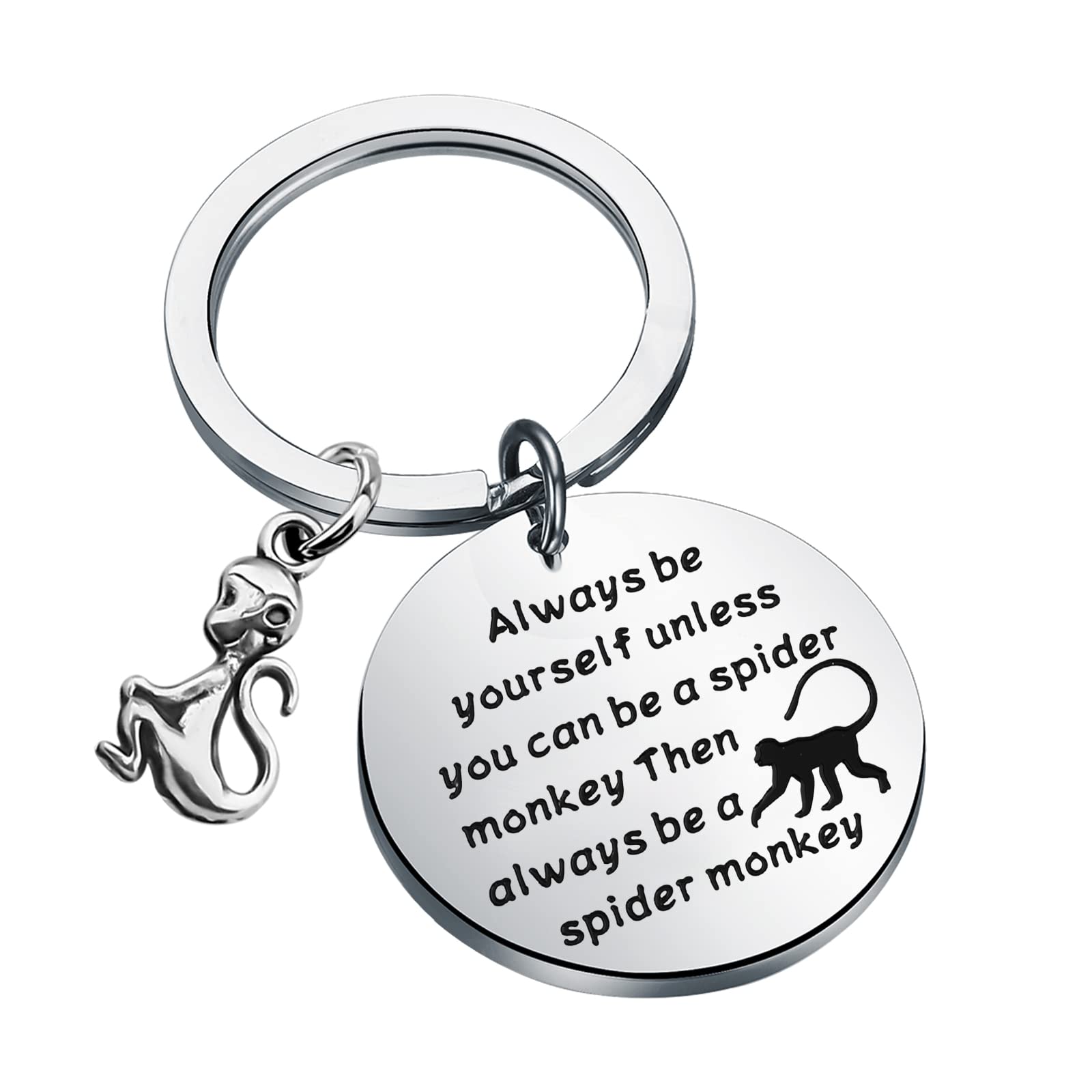 WSNANG Spider Monkey Keychain Love Spider Monkey Gifts Jewelry Monkey Key Ring Charm Animal Lovers Gifts (silver)