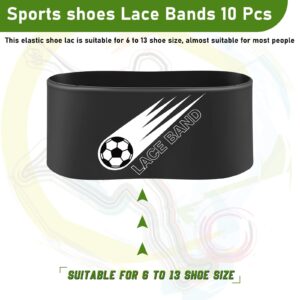 Jecery 10 Pieces Soccer Cleat Lace Cover Soccer Shoe Band Youth Adult Protector Elastic Shoe Laces Rubber Shoe Covers(Kid Size,Black)