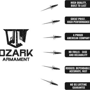 Ozark Armament Flip Up Backup Iron Sight & 4X Magnified Rifle Scope Bundle - Red, Blue, Green Illuminated Reticle for Use in All Light Condition - Mount to Any Picatinny Rail - All Metal Construction