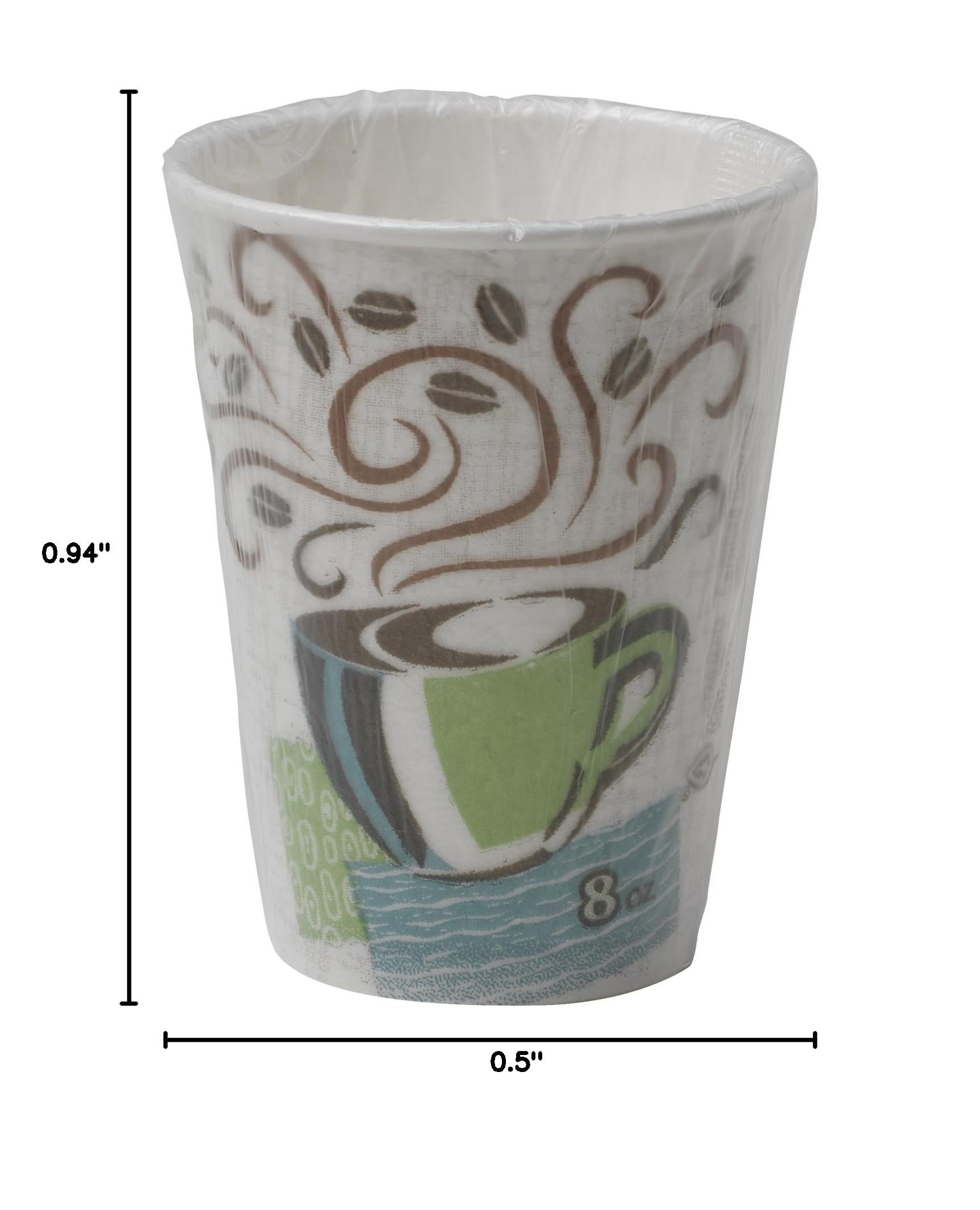 Dixie PerfecTouch, 5338CDWR, Coffee Haze, 8 oz., Individually Wrapped Insulated Paper Hot Cup by GP PRO (Georgia-Pacific) (Case of 1,000 Cups), Coffee Haze Design