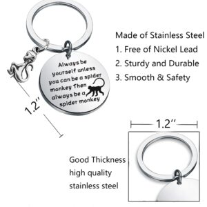 WSNANG Spider Monkey Keychain Love Spider Monkey Gifts Jewelry Monkey Key Ring Charm Animal Lovers Gifts (silver)