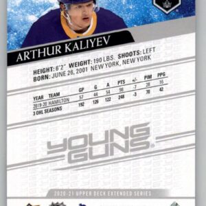 2020-21 Upper Deck Extended Series #701 Arthur Kaliyev Young Guns RC Rookie Los Angeles Kings NHL Hockey Trading Card