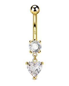 cm crareesi mania 14k gold belly rings for women dangle cz belly button rings 14k solid yellow gold belly button piercing jewelry 14g heart navel piercing jewelry