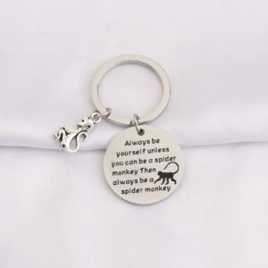 WSNANG Spider Monkey Keychain Love Spider Monkey Gifts Jewelry Monkey Key Ring Charm Animal Lovers Gifts (silver)