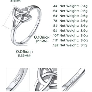 ChicSilver 925 Sterling Silver Ring for Women Triquetra Celtic Knot Promise Ring Simple Classic Irish Eternity Wedding Band Size 7