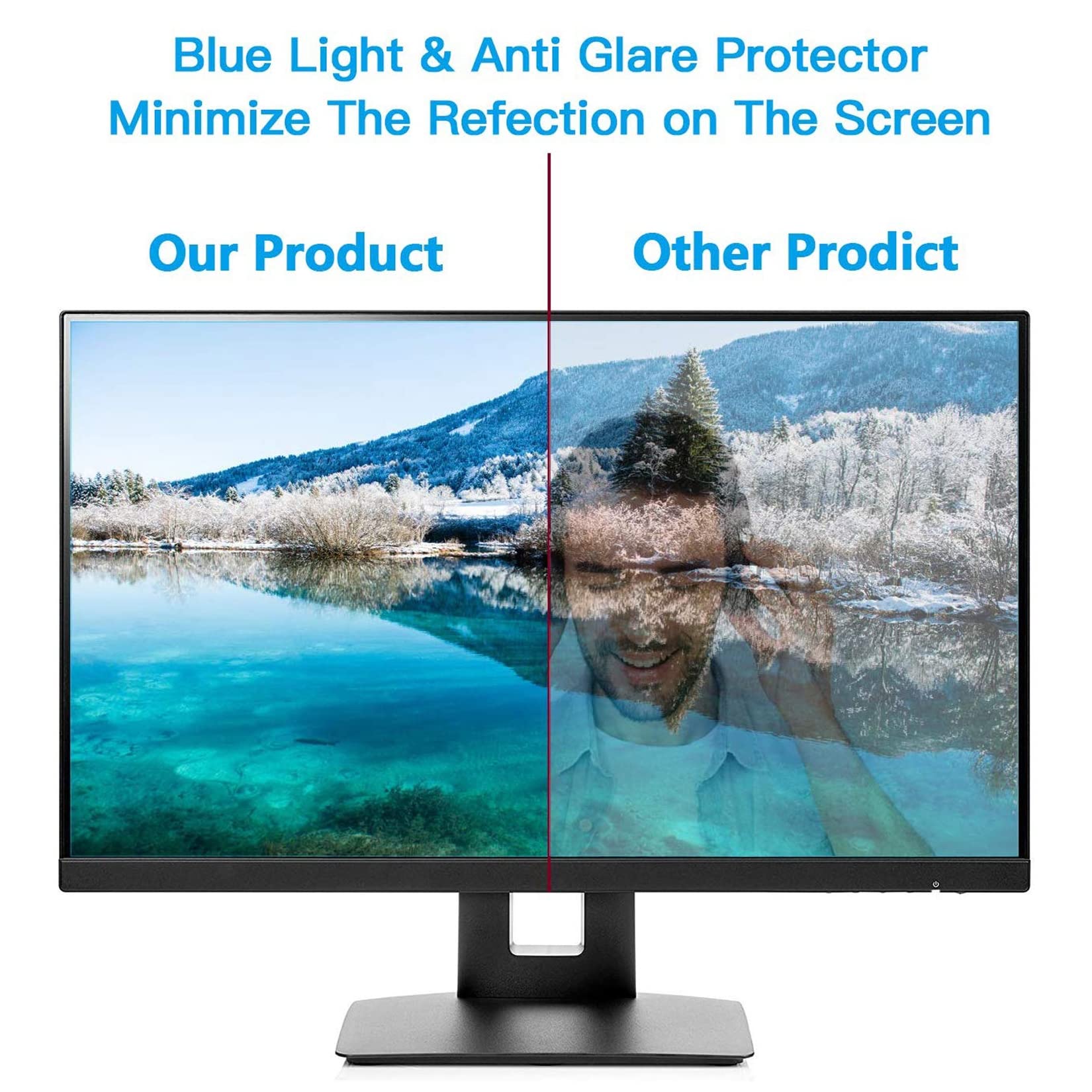 WLWLEO Anti Blue Light TV Screen Protector for 46-55 inch Display,Filtering Out Blue Light, Frosted Anti Glare Eye Protection Film Compatible with Sharp/Sony/Samsung/Hisense etc LCD Screen,49 inch