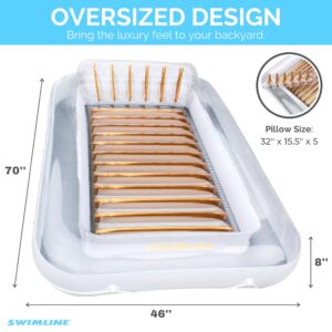 SWIMLINE ORIGINAL Suntan Tub 1-PACK Classic Inflatable Tanning Float Floating Lounge | Gold Personal Tan Pool Hybrid Lounger | Adjustable Pillow | Fill With Water | Reflective Tanning Design