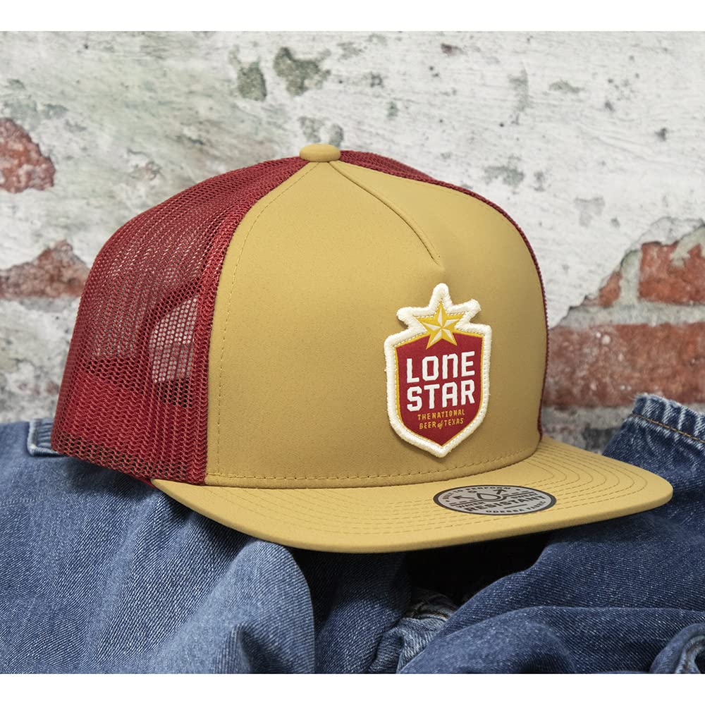 HOOEY Lone Star Beer Patch Adjustable Snapback Hat (Tan/Red)