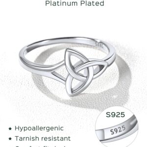 ChicSilver 925 Sterling Silver Ring for Women Triquetra Celtic Knot Promise Ring Simple Classic Irish Eternity Wedding Band Size 7