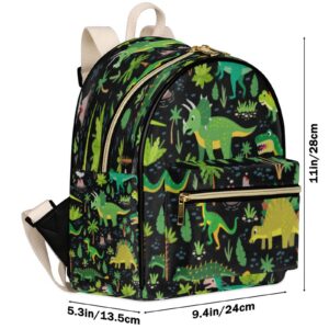 Cute Dinosaur Mini Backpack Purse for Women, Dinosaur Leather Small Backpack Casual Travel Daypacks Shoulder Bag for Girls Teen