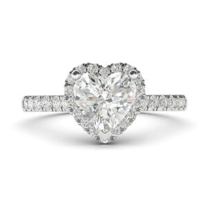 Sterling Silver Heart-shaped Moissanite Halo Engagement Ring with Side Stones Promise Bridal Ring (6)