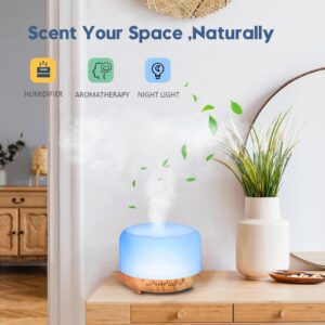 Essential Oil Diffuser, YIKUBEE Oil Diffuser, 500ml Humidifier, Diffusers for Home, Aromatherapy Diffuser with Remote Control, Diffusers for Essential Oils Large Room