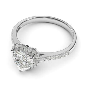 Sterling Silver Heart-shaped Moissanite Halo Engagement Ring with Side Stones Promise Bridal Ring (6)