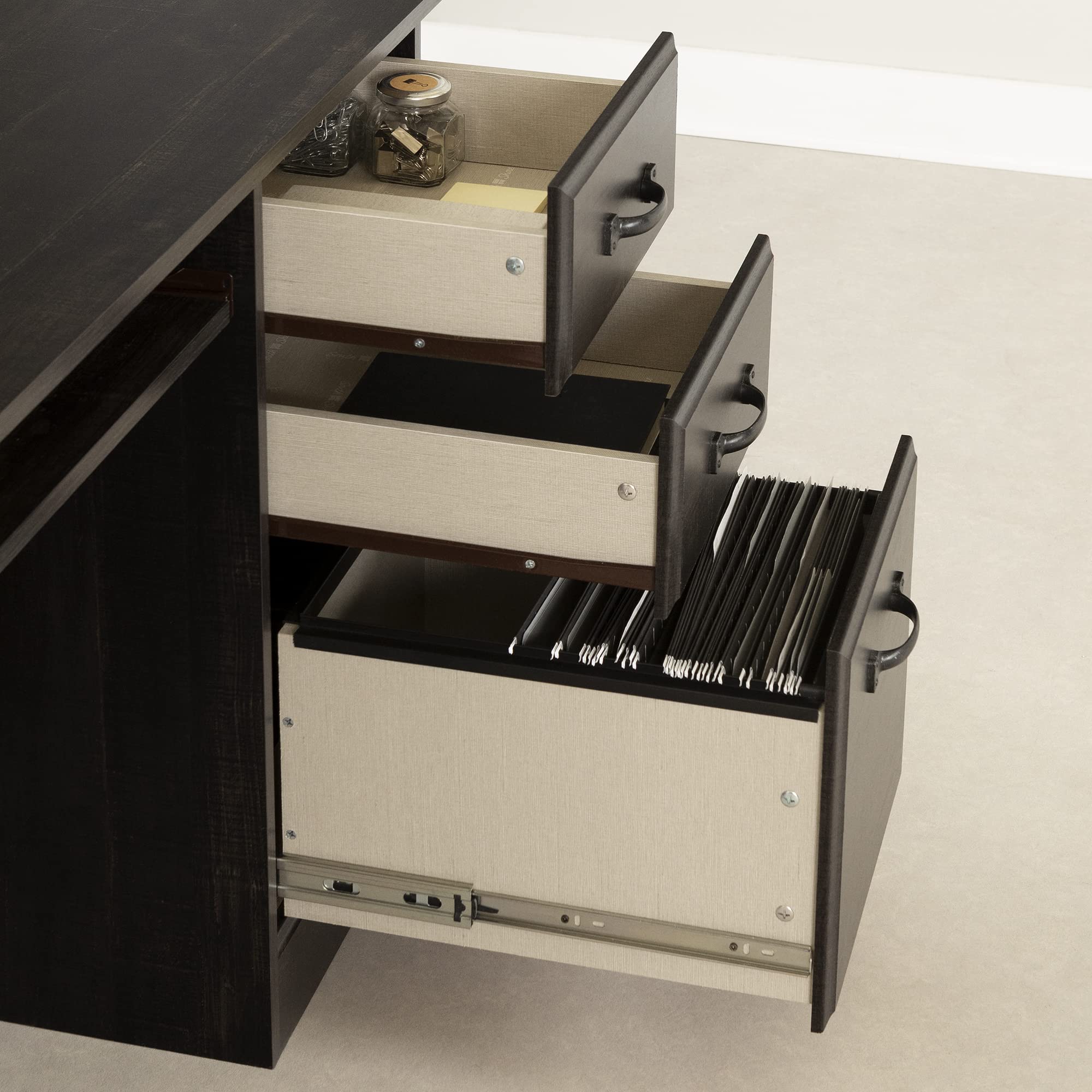 South Shore Farnel Computer, Medium Desk, Rubbed Black