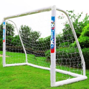 googo portable soccer goal with strong pvc frame, 8x6ft soccer net with carry bag, 2 high-strength nets, quick set-up, weatherproof soccer training equipment for teens and adults for backyard