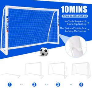 GOOGO Portable Soccer Goal with Strong PVC Frame, 8x6ft Soccer Net with Carry Bag, 2 High-Strength Nets, Quick Set-up, Weatherproof Soccer Training Equipment for Teens and Adults for Backyard