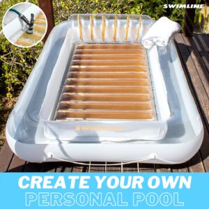 SWIMLINE ORIGINAL Suntan Tub 1-PACK Classic Inflatable Tanning Float Floating Lounge | Gold Personal Tan Pool Hybrid Lounger | Adjustable Pillow | Fill With Water | Reflective Tanning Design