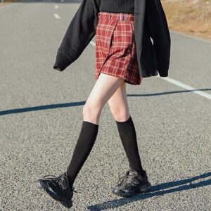 3 Pairs Womens Cotton Knee High Socks, Causal Soild Stripe Tube Knee Socks, Black